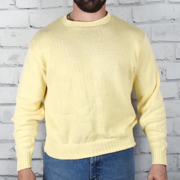 Vintage 80s Jantzen Lightweight Textured Pastel Yellow Cotton Sweater - Picture 4 of 4